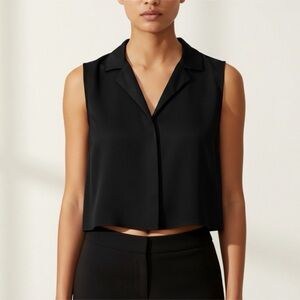 Aqua Black Boxy Cropped Sleeveless Top